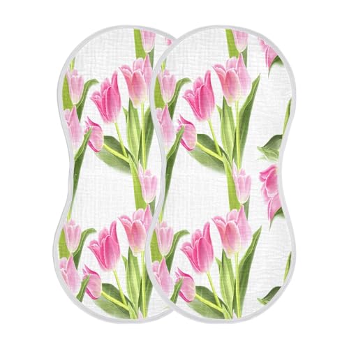 Beautiful Tulip Burp Cloths Cotton Baby Washcloths,Large 22x11in Burping Cloth Absorbent and Soft for Newborn Baby Boys and Girls,1 Pack2