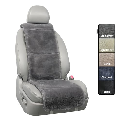 AEGIS Cover Luxury Australian Sheepskin Semi-Custom Seat Cover Vested Interior for Most Cars, Suvs, Trucks, Sedans, Aircraft and Sports Cars (Steel Gray)