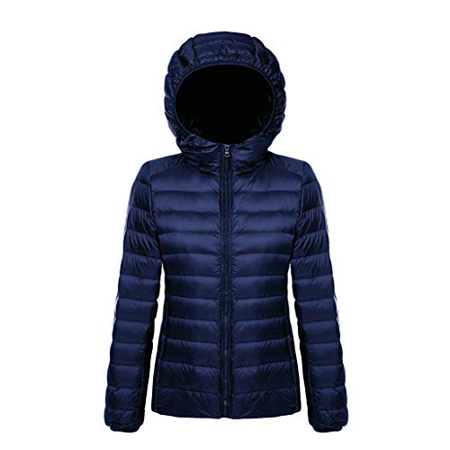 FlyGulls Women's Down Coat Lightweight Hooded Packable Puffer Jackets for Winter Outdoor Navy S