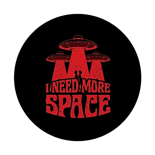 I Need More Space - Alien Sci-Fi Enthusiast Distressed PopSockets Swappable PopGrip, Black - Image 3