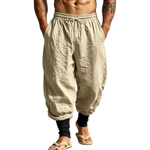 Pantalon en lin homme léger et fluide à taille élastiquée pour l'été