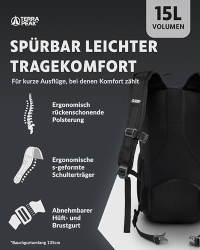 Terra Peak 15 Liter Wanderrucksack für Damen und Herren