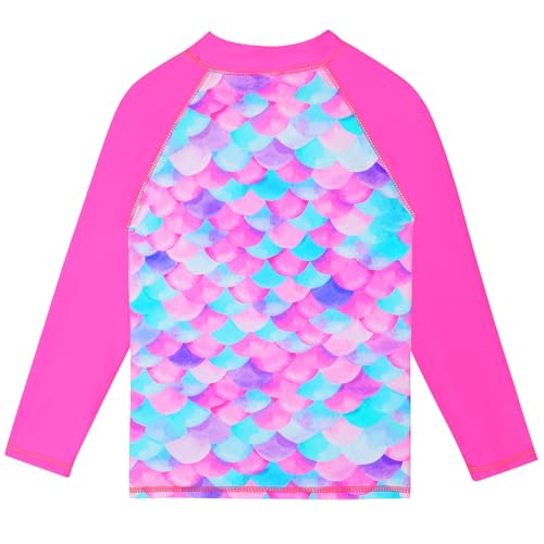 Image of TFJH E Girls Long Sleeve Two Piece Rash Guard Set UPF 50+ 3-13 Y | Stretchy & quick-dry fabric, breathable & lightweight, UPF 50+ sun protection, ideal for pool beach vacation
