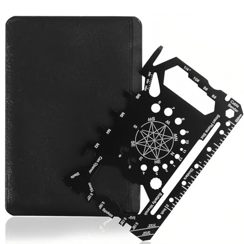 ZIJANG Multitool Karte, 50-in-1 Kreditkarten Multi Tool, Edelstahl, Schwarz Outdoor Camping Mehrfachwerkzeug Zubehör, für Alltag, Reparatur und Unterwegs