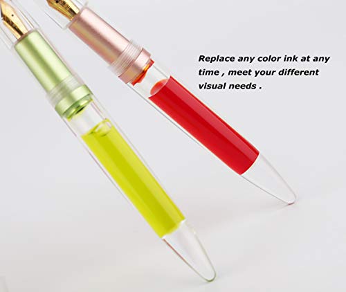 Majohn M2 Fountain Pen Metallic Purple Transparent Eye Dropper Filling Large-Capacity Ink Storing, Fine Nib Gift Set #TOP4