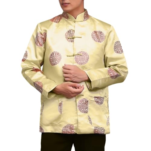 Talent Star Kung Fu Tang Suit Jacket, Long Sleeve Chinese Traditional Tai Chi Top Shirt for Men
