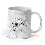 cerámica Taza de Café de Cerámica Toro Enojado Corrida de Toros Animal España Tribal （11oz/320ml） Perfecto para cocinas, restaurantes y cafeterías, gran idea de regalo Negro mármol