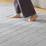 クモリ(Kumori) ラグ カーペット キルトラグ 120×160cm（約1畳） フランネル ラグマット 滑り止め付き 絨毯 ふわふわ肌触り もちもち 洗える オールシーズン 抗菌防臭 床暖房 ホットカーペット対応 無地 ライトグレー