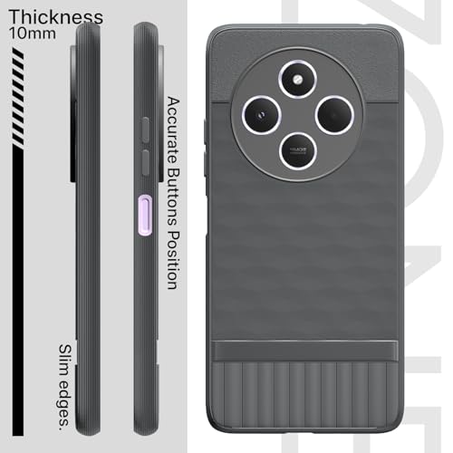 Image of Pikkme Back Cover for Redmi 14c 5G / Redmi A4 5G / Poco C75 5G Soft Grip 3D Hexa Cube Texture Silicone Bumper Case (Grey)