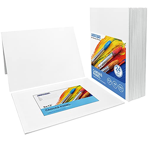 Fixsmith Painting Canvas Panels - 9 X12 Inch Canvas Panel Super Value 12 Pack,100% Cotton,Primed Canvas Board,Acid Free,Artist Canvas Boards For Professionals,Hobby Painters,Students & Kids. #TOP2
