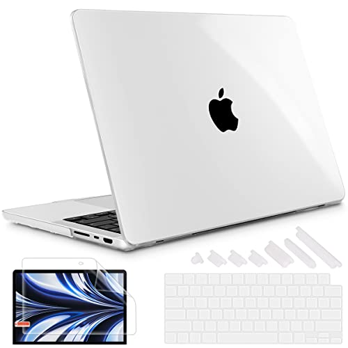 May Chen Case for MacBook Pro 14 Inch 2023 2021 Release A2779 M2 & A2442 M1 Pro/Max Chip with Retina XDR Display & Touch ID, Plastic Hard Shell Case with Keyboard Cover & Screen Protector, Clear