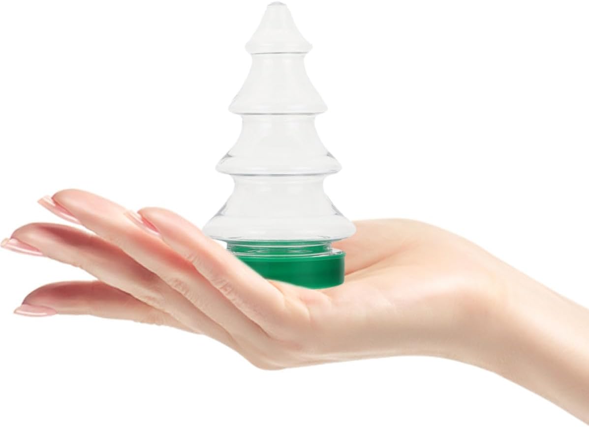 VICASKY 6pcs Christmas Tree Candy Bottles with Lids Lightweight Pet Material Christmas Treat Containers for Celebratory Occasions and Xmas Party Favors