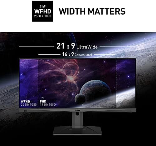 MSI Optix MAG301RF Rapid IPS Gaming Monitor - 29.5 Inch, 21:9 WFHD (2560 x 1080), Rapid-IPS, 1ms, 200Hz, HDR, G-Sync Compatible, DisplayPort, HDMI, Anti-Flicker, Less Blue light, Night Vision, Black