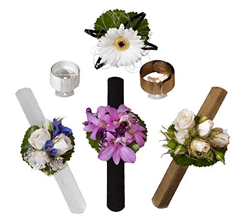 Floral Supply Online - Slaplet Sparkle Wristlet. Corsage Snap/Shimmer Wrap Floral Bracelets for Wedding, Prom, Dance or Events. (Pack of 3 Gold)4