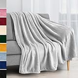 PAVILIA Fleece Blanket Throw | Super Soft, Plush, Luxury Flannel Throw | Lightweight Microfiber Blanket for Sofa Couch Bed (Light Grey, 50x60 inches)