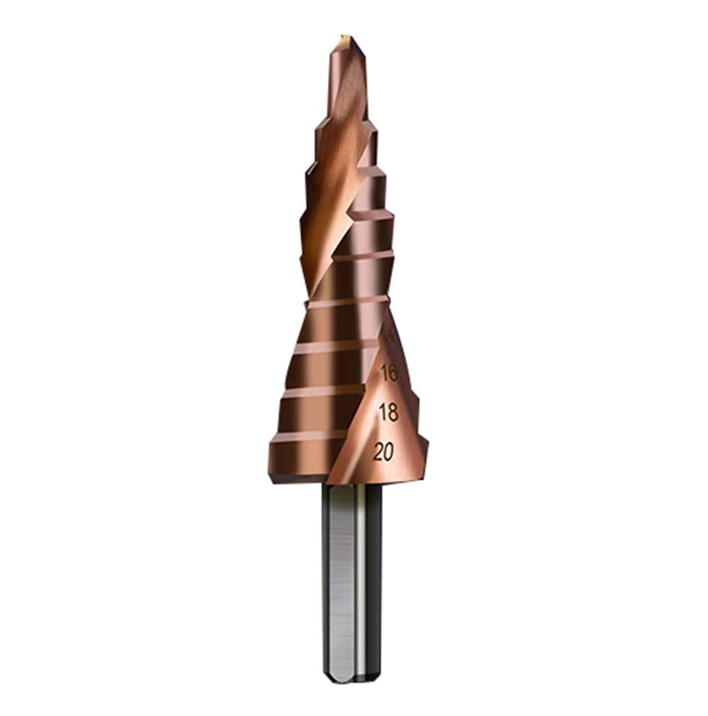 Broca Escalonada HSS M35 Cobalto Conica Step Drill 4-20mm Ranura Espiral Juego de Brocas Grandes para Paso de Pagoda Escariador de Agujeros Mango Triángulo Taladrado Taladrado Metal DC17A
