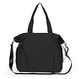 ASLABCREW Crossbody Tote Bag for Women, 18L Side Cinch Shopper Bags with Adjustable Strap Shoulder Bag for Workout Travel, Black