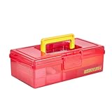 Geinxurn Plastic Tool Box with Lids and Handle,Portable Small Part Organizer Mini Clear Storage Case for Hardware,Screws,Bolts,Nails,Beads,Jewelry and Fishing Accessories Storage,Home DIY(Red)