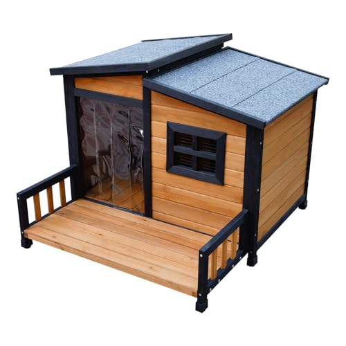 Large Indoor Outdoor Dog House,Wood Insulated Dog House,Weatherproof Outside Shelter with Elevated Floor,Easy to Assemble(39.3" L x 37.5" W x 30" H) - Image 3