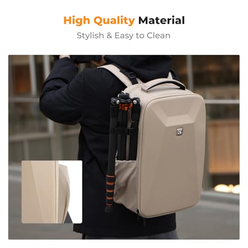 K&F CONCEPT Mochila para cámara Bolsa Impermeable a Prueba de Golpes con Compartimento para portátil de 16" Funda rígida para cámara DSLR/SLR/Mirrorless(Caqui) - imagen 6
