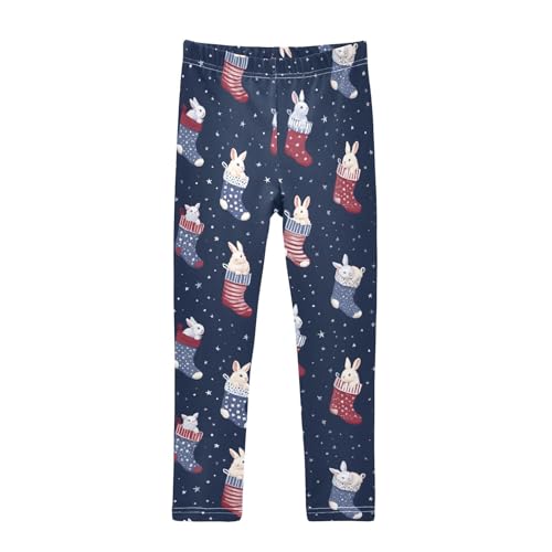 Bunny Rabbit Socks Stars Girls Leggings Ultra Soft Compression Yoga Gym Pants for Kids 4-10T