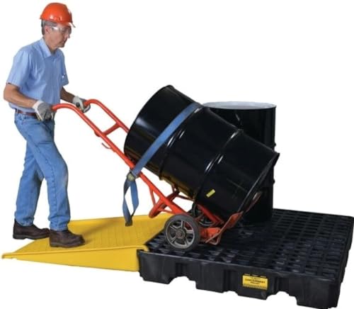 Image of Eagle 4 Drum Spill Containment Pallet with Forklift Pockets, 51.5 inchx51.5 inchx8 inch, 66 Gallon Sump, 8,000 lbs. Load Capacity Secondary Containment Pallet, Made in USA, Black, 1645BND