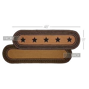 VHC Brands Farmhouse Primitive Jute Black Thanksgiving Table Runner w/ Stenciled Stars 13"x48" VHC Brands Farmhouse Primitive Jute Black Thanksgiving Table Runner w Stenciled Stars 13×48