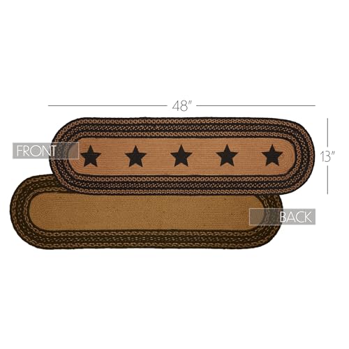 VHC-Brands-Farmhouse-Primitive-Jute-Black-Thanksgiving-Table-Runner-w-Stenciled-Stars-13×48 VHC Brands Farmhouse Primitive Jute Black Thanksgiving Table Runner w Stenciled Stars 13×48