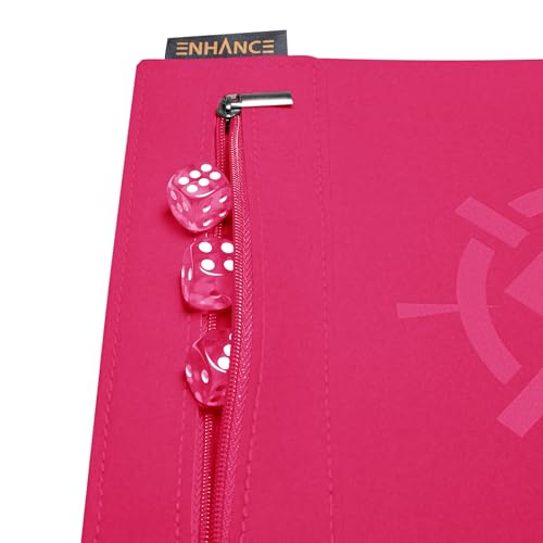 ENHANCE Roll on a Scroll Dice Roller with 12 Piece 6 Sided Dice Set - Premium Soft Dice Case & Color Coordinated 14MM Dice, Dice Holder and Tray Compatible with Yahtzee, Catan, Monopoly, more (Pink) — view 6