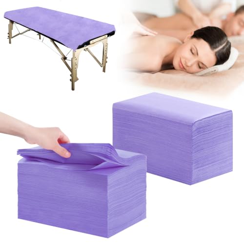 Disposable Massage Table Sheets 200 Pcs Purple Non Woven Bed Cover 31x71"