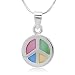 Chuvora Sterling Silver Multi-Colored Mother of Pearl Shell Peace Love Symbol Sign Necklace 18''