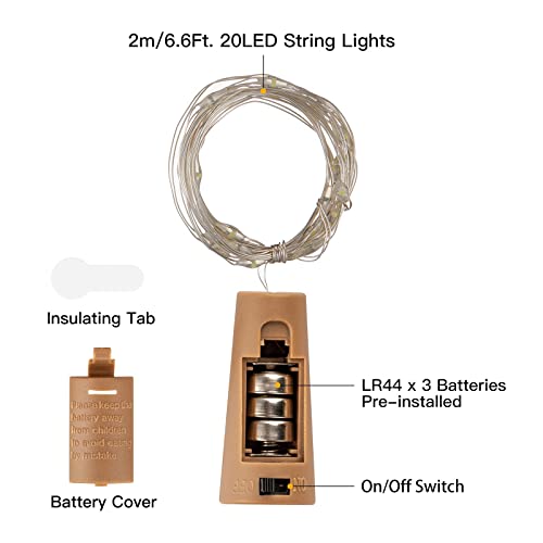 Image of Brightown 20 Pack Wine Bottle Lights with Cork, Warm White