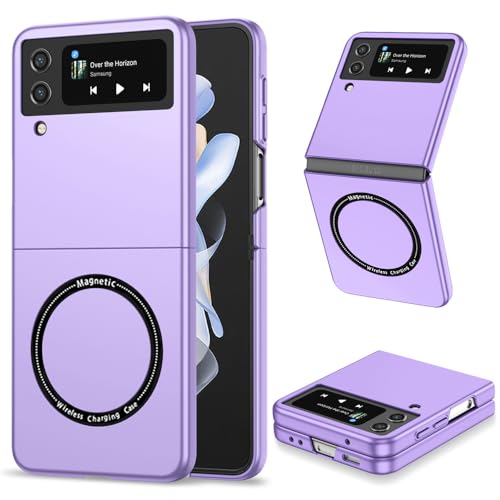 Coque Samsung Galaxy Z Flip 4 violette avec protection intégrale magnétique pliable