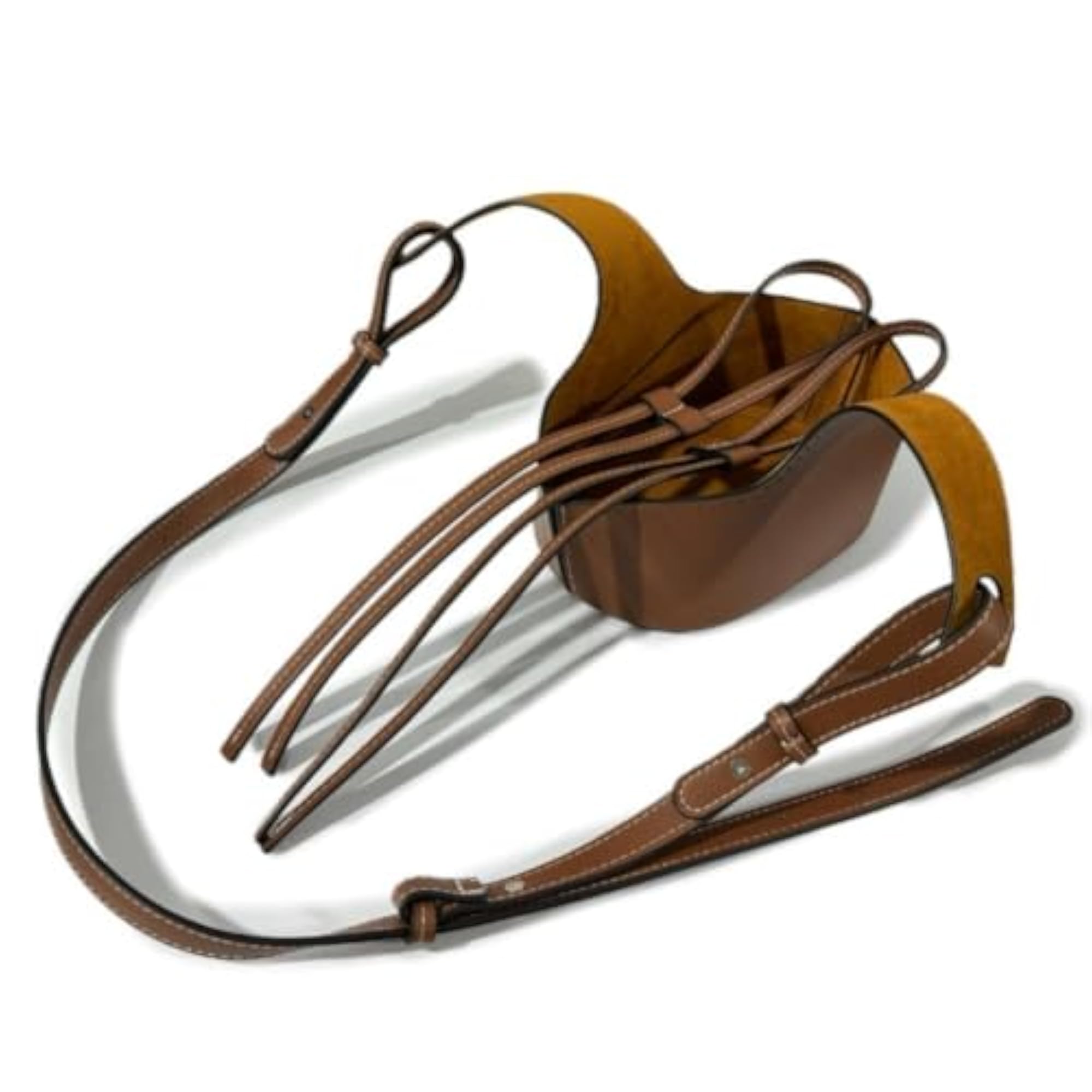 Leather Bucket Bag with Drawstring for DIY Crafts
