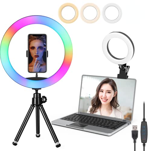 ライト付き スマホスタンド 自撮りスタンド 赤外線 リモコン付き / 撮影用ライト 照明 高輝度LEDライト 3色モード 調光機能付き / マルチアングル 伸縮スタンド 40 - 126cm 簡単収納 省スペース / Tiktok Youtube ライブ 生放送 撮影 自撮り Web会議 ビデオ スマホスタンド 撮影 白