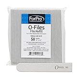 ForPro Professional Collection O-Files Replaceable File System, Zebra, 180 Grit, Manicure Nail File Refills, 3.9” L x .6“ W, 50-Count