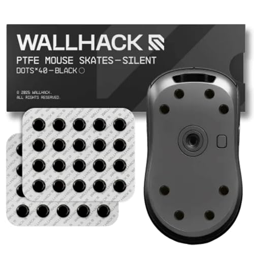 WALLHACK マウスソール 静音PTFE ドット型 汎用 ゲーミングマウス スピード コントロール バランス 布ガラス両対応 簡単装着 ブラック 7mm