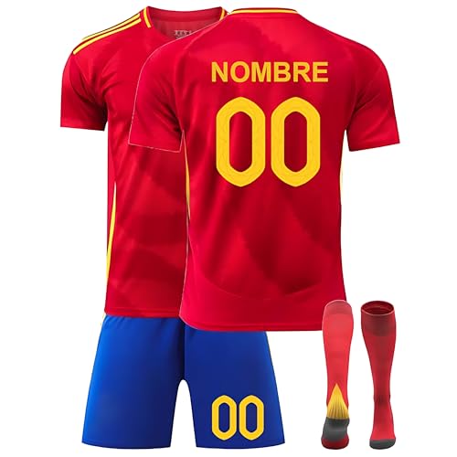 Conjunto Camiseta Fútbol Niños Personalizada 2025/2026 – Camiseta + Pantalón + Medias – con Nombre y Dorsal para Niños y Niñas Entrenamiento y Fútbol Selección Nacional