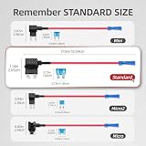 JOREST Standardowy kran do bezpieczników samochodowych – 4 szt. adapter 16AWG z 14 szt. standardowych bezpieczników samochodowych (2A-30A), dodaj uchwyt obwodu 12 V + taśma elektryczna + ściągacz