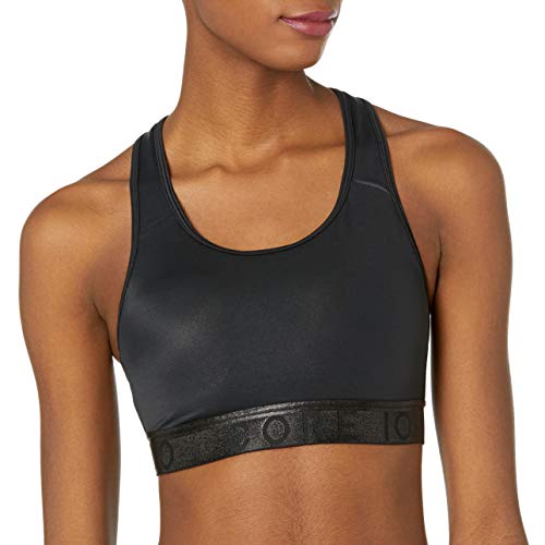 Core 10 Women's All Around Medium-Support Strappy, Cross-Back, and T-Back Yoga Sports Bra, Black Shine, T-back, X-Small -  CDS-8225T-Black-X-Small