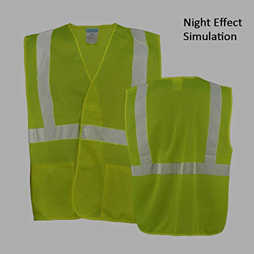 Shorfune High Visibility Safety Vest With 2 Pockets And Reflective Strips, Loop And Hook, Yellow, Ansi/Isea Standards, L-Xl #TOP4