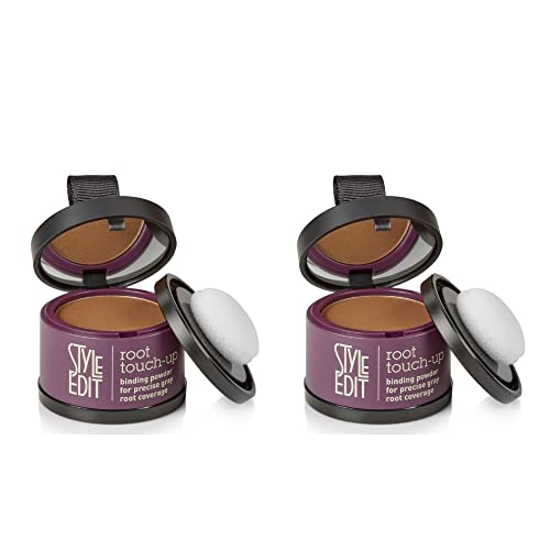 Root Touch Up Powder For Medium Brown Hair By Style Edit | Cover Up Hair Color For Grays And Roots Coverage | Root Concealer For Medium Brown Hair | Mineral Infused Binding Hairline Powder 2 Pack #TOP5