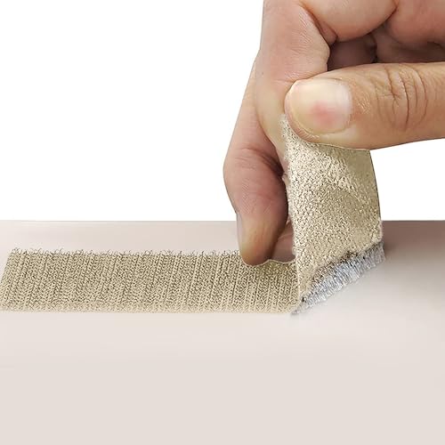 Image of 1.5 inch x 1 Yards Beige Wide Hook and Loop with Self Adhesive Tape Strong Sticky Back Roll Nylon Heavy Duty Strips Excellent Grip Fabric Softener for Home Office School Car Craft Organizer