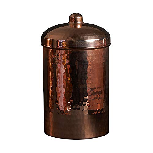 Sertodo Copper Kitchen Canisters | Polished, 1 Quart Capacity | Elegant Functional Storage | Hammer Polished for Shine & Durability | Eco-Friendly Recycled Copper | Timeless Elegance for Your Kitchen