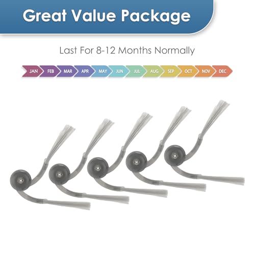 KEYKAO QV 35A Lot de 5 brosses latérales de rechange pour Roborock QV 35A/ QV 35S/Q10 S5/Q10 X5/Q7 M5/QRevo Curv/S5X/5A1/5XC/ QRevo S5V/ QRevo Edge/S5A/ Saros 10R/Saros 10/Saros 10/Saros Robot Z70 – vue 2