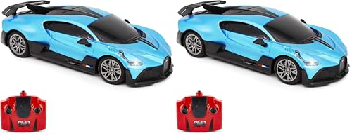 Image of CMJ RC Cars Bugatti Divo Blue Remote control Radio Car 1:24 Officially Licensed 1:24 Scale Working Lights 2.4Ghz (Pack of 2)