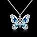 COLORFUL BLING 1Pcs Beautiful Alloy Rhinestone Butterfly Long Necklaces Fashion Enamel Butterfly Necklace for Women（blue）