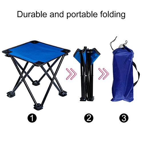 Mini Portable Folding Stool,Outdoor Folding Chair for Camping,Fishing,Travel,Hiking,Garden,Beach, Quickly-Fold Chair Oxford Cloth with Carry Bag (Blue, 11.4) - Thumbnail 3