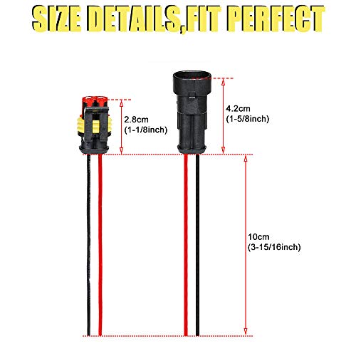HIFROM 5 Kit (2 + 3 + 4 Pin) Car Male & Female Waterproof Electrical Connectors Plug Socket Kit With 10cm Wire AWG Gauge Marine - Thumbnail 2