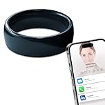 Ntag215 NFC Full Ceramic Smart Ring Compatible with NFC Enabled Phones and Devices Programmable 504 Bytes for Bussiness Tags Applicable to iOS and Android (Black, US#8)